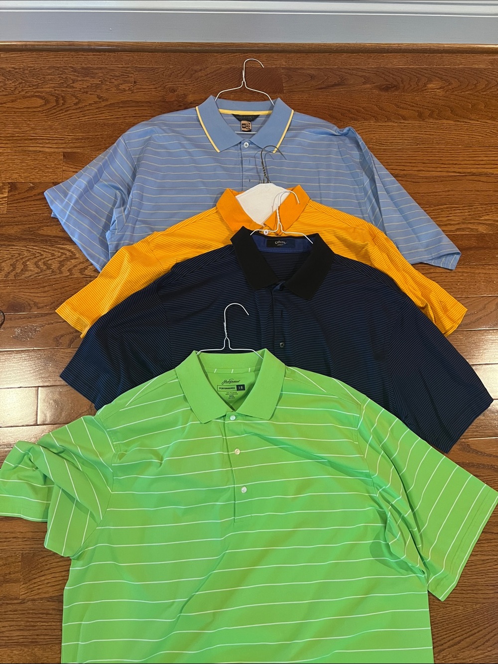 Greg Norman Collection Striped Polo Pack - Light Blue, Gold, Navy, Lime